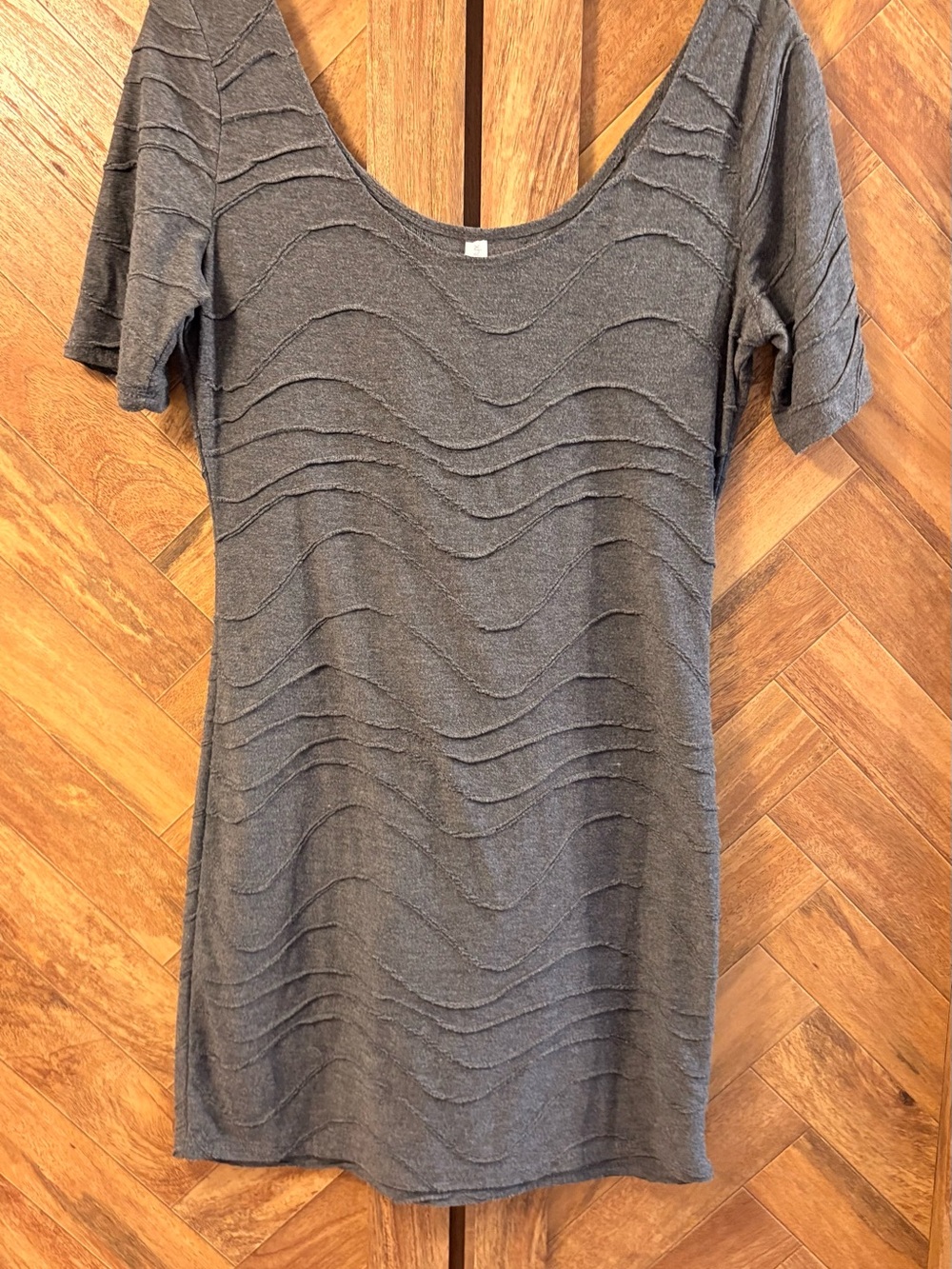 Gray Textured Short Sleeve Women's Mini Dress